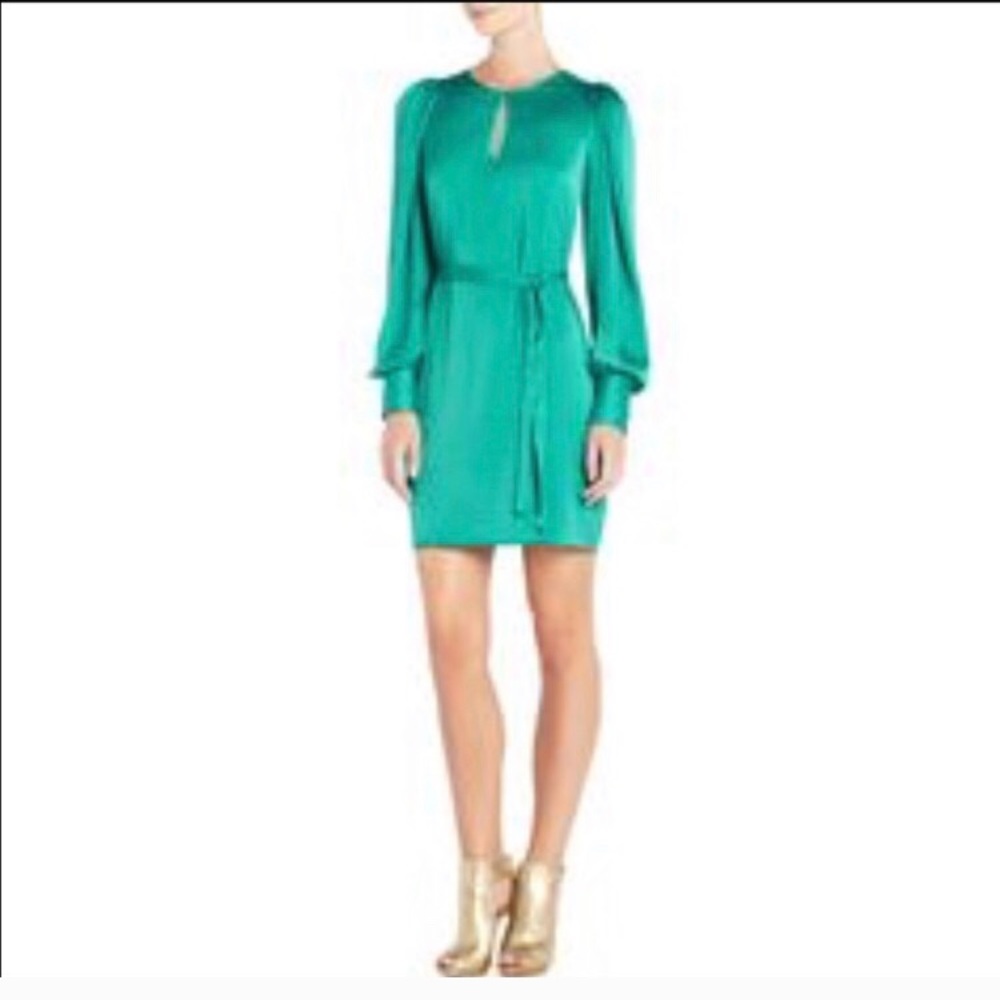 BCBG emerald satiny dress